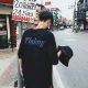 Melody Wind cối 2018 Mới ngắn tay nam mùa hè Hàn Quốc lỏng một nửa tay áo cổ tròn hàng đầu cá tính in áo thun