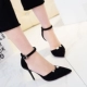 Dép nữ mùa hè 2018 phiên bản Hàn Quốc mới của giày thời trang baotou stiletto da lộn nông từ khóa cao gót hoang dã