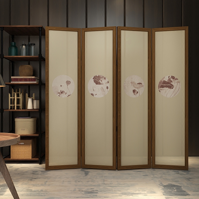 Chinese style modern solid wood screen partition Xuanguan bedroom tea building Dining Room Dining Room Dining Room Hotel Exhibition Hall Folding Mobile Screen