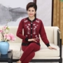Áo nịt len ​​trung niên nữ nhiệt cỡ lớn dày cộng với đôi cotton nhung 襟 Bộ đồ Qiuyi Qiuku Jacquard mùa đông quần áo giữ nhiệt nữ trung niên