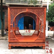 Myanmar Flowers Pear Wood Rack Bed Big Fruits Purple Sandalwood Plu Bed Princess Bed Solid Wood Classical Bedroom Furniture