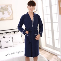 Áo ngủ cotton nam mùa xuân và mùa thu Hàn Quốc Áo tắm nam dễ thương Phim hoạt hình dễ thương Cotton Teen Nhật Bản mỏng Yukata pijama đôi