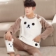 Mùa thu và mùa đông đồ ngủ nam dài tay flannel nam lông cừu san hô dày ấm áp thanh niên phục vụ nhà mùa đông bộ pyjama trẻ em Nam giới