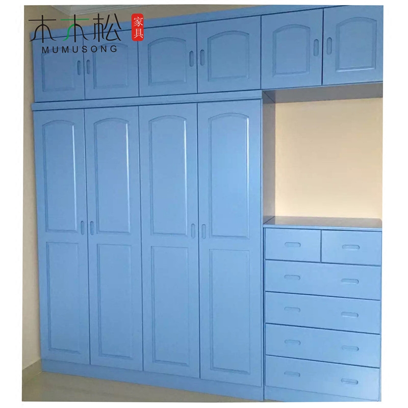 Full Solid Wood Wardrobe Custom Modern Minimalist Pine Cloakroom
