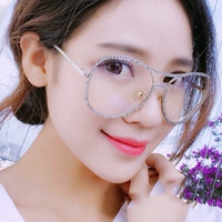 Xu hướng thời trang nhẹ nữ đường phố hộp lớn hợp kim kim cương cặp đôi sinh viên kính khung lớn hộp nữ mô hình kính thủy triều gọng kính cận nam