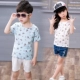 Áo thun bé trai hè ngắn tay 2018 trẻ em nữ mới bé Hàn Quốc giản dị đáy áo sơ mi cổ tròn mùa hè shop quần áo trẻ em đẹp Áo thun