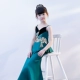Đầm ren xanh mới thời trang giả hai cô gái Kiểu dáng đuôi cá thon dài catwalk dạ hội 2018 quần áo trẻ con Váy trẻ em