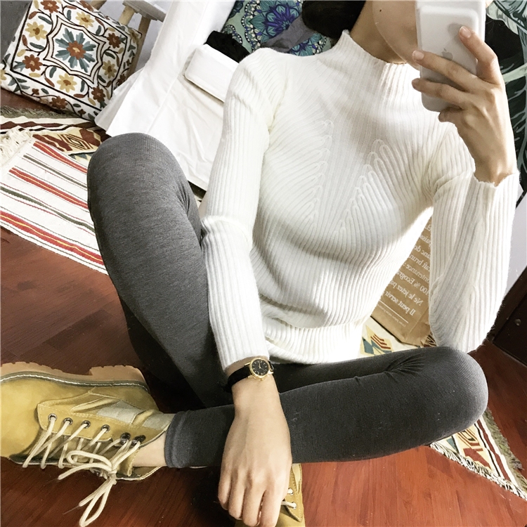 旅侠 半高领紧身百搭5色针织衫女弹力保暖打底衫