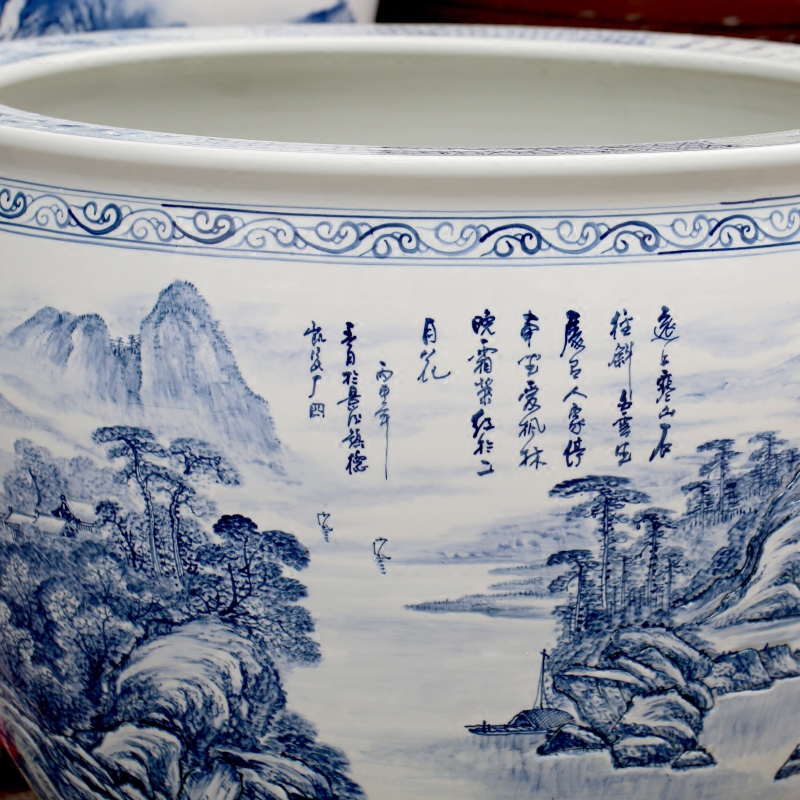 Jingdezhen ceramic its hand - made landscape painting the sitting room aquarium household garden furnishing articles calligraphy and painting the tortoise cylinder