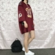 Hàn Quốc ulzzang Harajuku bf xu hướng áo thun ngắn tay nữ hip-hop đường phố thêu đoạn dài quần áo bóng chày mẫu đôi - Thể thao sau quần thể thao nữ Thể thao sau