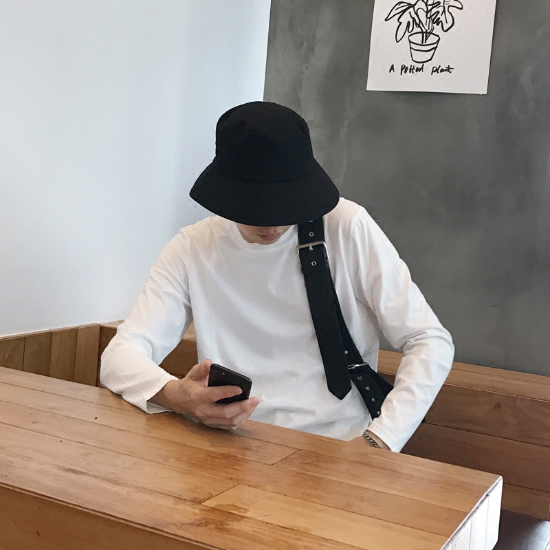 阿宅自制 纯棉 百搭 秋冬不可缺少的合身简约纯色打底长袖T恤男潮