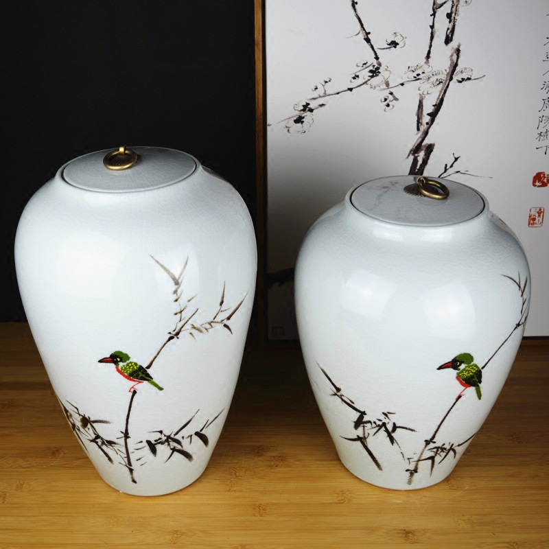 Jingdezhen ceramics hand - made painting of flowers and pottery vases, sitting room of the new Chinese style household decorations with cover pot furnishing articles