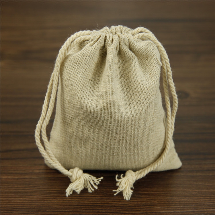 Buy Plain cotton linen bag bundle pocket drawstring pouch Bag storage