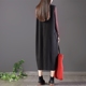 Retro văn học túi lớn cổ chữ V tay áo lỏng áo mỏng nữ áo vest dài váy mùa thu áo khoác vest nữ Áo vest