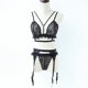 Mubasa màu đen gợi cảm ren trong suốt áo ngực đồ lót garter khóa ba mảnh đồ ngủ gợi cảm mùa thu và mùa đông phụ nữ bộ mặc nhà thu đông Giống cái