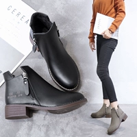 Giày cao cổ mùa đông Martin Giày nữ gió Anh Giày cao cổ trẻ em dày với nhung ấm áp bằng vải cotton nữ phiên bản Hàn Quốc của giày nữ hoang dã giày boot nữ hàng hiệu