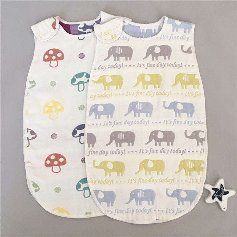 Children's cotton gauze six-layer vest sleeping bag baby one-piece pajamas spring and summer air-conditioned room anti-kick quilt thin section