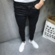 Dòng chữ nam thu đông mới phiên bản Hàn Quốc của người tu luyện retro cũ thêu chân đen quần jeans dài anh chàng xã hội đỏ nhanh quần áo thể thao nam Quần jean