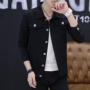 Áo khoác denim mùa thu nam màu đen phiên bản Hàn Quốc của thanh niên tự canh xuân và áo khoác mùa thu thủy triều nam áo khoác ngoài nam mùa thu đông áo khoác da nam hàng hiệu