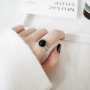S925 sterling bạc ngón trỏ nhẫn nữ dòng Nhật Bản và Hàn Quốc cá tính đơn giản nhẫn mã não đen quà tặng sinh viên trang sức Hàn Quốc nhẫn đôi