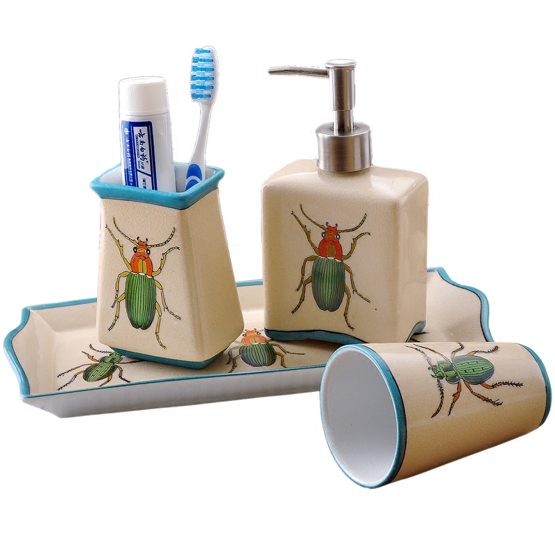 American ceramic sanitary ware 4 times the bathroom brushing cup suit toiletries Europe type high temperature crack porcelain with pallets