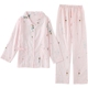 Đồ ngủ cotton gạc Nhật Bản phụ nữ mùa xuân và mùa hè cotton lỏng thoải mái sọc dài tay phục vụ nhà thời trang nữ Giống cái
