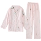 Đồ ngủ cotton gạc Nhật Bản phụ nữ mùa xuân và mùa hè cotton lỏng thoải mái sọc dài tay phục vụ nhà