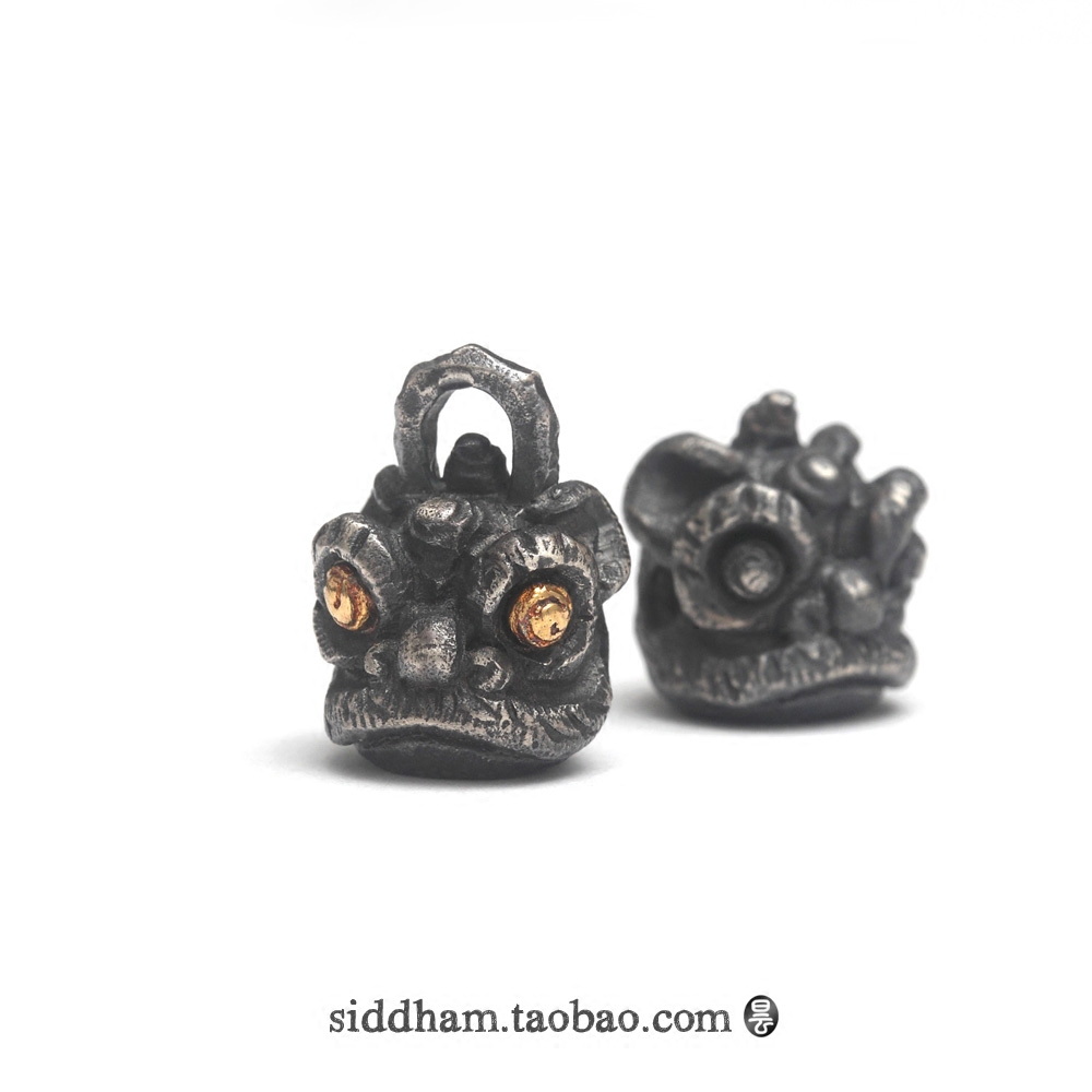 Good in the pan SIKTAAM ~ 925 silver Gold Waking Lion Pendant Pendant Pendant Side Hanging with Buddha Beads Handstring DIY High-end Accessories