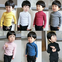Trẻ em mùa thu và mùa đông nửa cổ áo sơ mi chạm đáy bé trai cộng với nhung bé gái Áo sơ mi bé gái dày áo thun dài tay áo thun bé gái đẹp