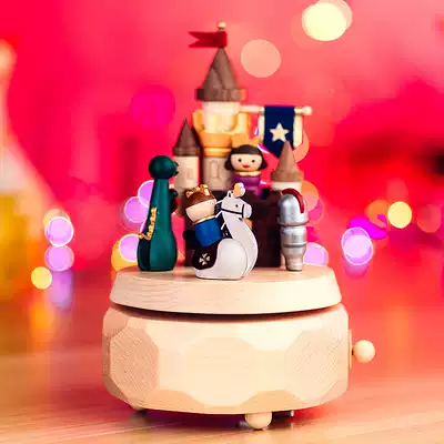 jeancard music box wooden music box rotating little princess to send girl lover birthday gift adventure Castle