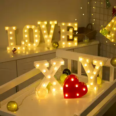 English lamp wedding arrangement window letter Light LED digital lamp decoration lamp props confession proposal birthday party