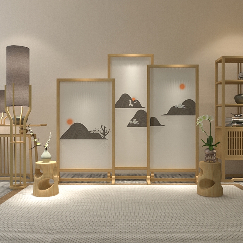 Modern Chinese solid wood screen partition Xuanguan Living room seat Screen Tea House Dining Room Hotel Screen Combined Screen Mobile