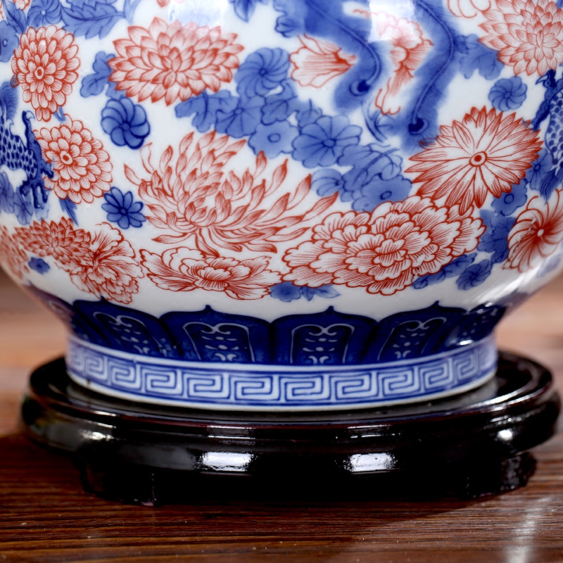 Jingdezhen ceramics youligong longfeng ears deer head mesa vase home sitting room adornment style furnishing articles