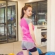 Quần thể thao thể thao Nine-point màu ngắn tay phù hợp với tay áo thun chạy bộ quần thể thao mùa hè áo khoác nữ thấm hút mồ hôi và nhanh khô Áo phông thể thao