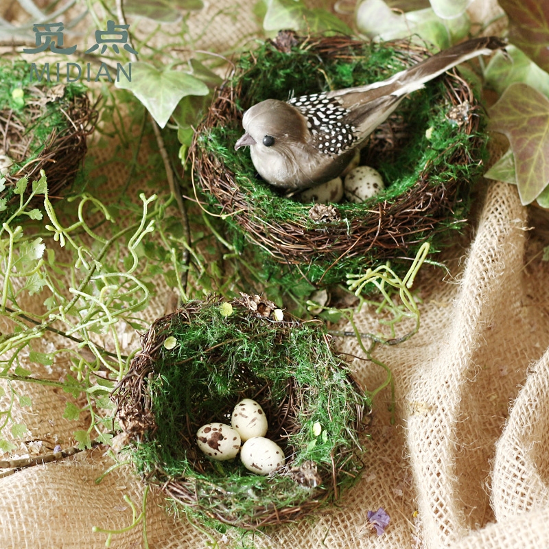 Forget a simulation grass bird nest hang hang outdoor garden garden decoration line shoot props ZAKKA