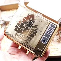 Hộp đựng thuốc lá tốt hàng đầu 20 gói Tự động sạc USB nhẹ hơn với hộp đựng thuốc lá bằng thép không gỉ - Bật lửa shop bật lửa