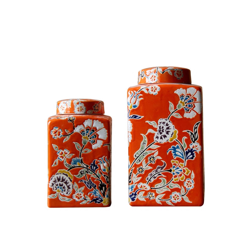 Europe type restoring ancient ways is antique hand - made ceramic square tank mesa place storage jar jar bottles of rural household ornaments