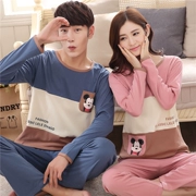 Phiên bản Hàn Quốc của cặp đôi đồ ngủ mùa thu nữ phù hợp với cotton dài tay mùa xuân và đồ ngủ mùa thu cotton dài tay dễ thương