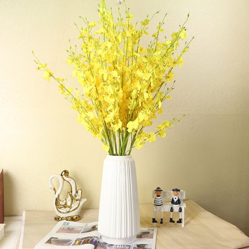 Home simulation flower fake flower silk flower living room desktop decoration flower dancing orchid plastic flower decoration wedding flower wedding flower