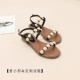 Mùa hè 2019 mới đôi sandal ngọc trai La Mã nữ mùa hè đế bệt với phiên bản Hàn Quốc của những đôi giày tiên nữ hoang dã mềm mại