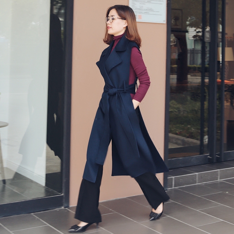 MASJM玛氏服饰安迪同款 品牌面料澳洲进口羊毛双面呢长款马甲