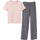 Bộ đồ ngủ ngắn tay cotton cotton cho nữ mùa hè phù hợp với quần cotton Phiên bản Hàn Quốc của dịch vụ gia đình tươi mát hai mảnh mặc giản dị