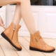 Booties nữ phẳng mùa xuân và mùa hè 2018 new hollow nữ khởi động giản dị dép rỗng da mềm mại dưới giày nữ Giày ống