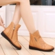 Booties nữ phẳng mùa xuân và mùa hè 2018 new hollow nữ khởi động giản dị dép rỗng da mềm mại dưới giày nữ boot trắng cổ ngắn Giày ống