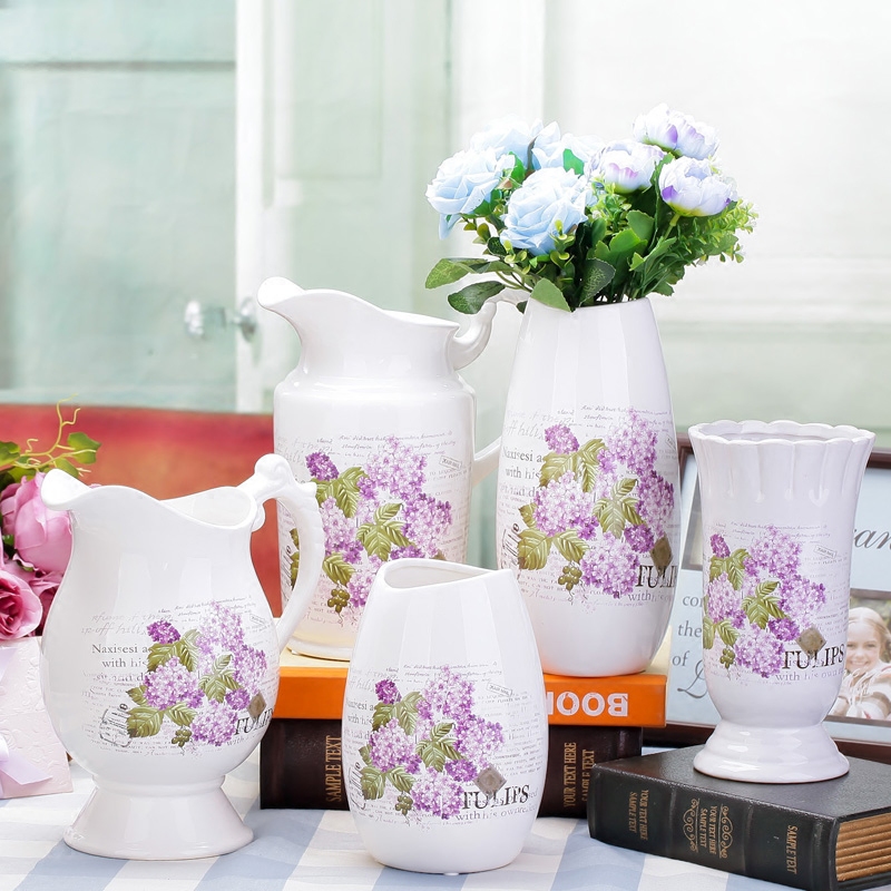 Merry jingdezhen ceramics furnishing articles sitting room adornment handicraft European modern Mediterranean white vase M6
