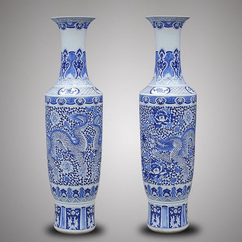 Jingdezhen blue and white "dragon playing pearl" the French antique ceramics vase Chinese style villa hotel furnishing articles