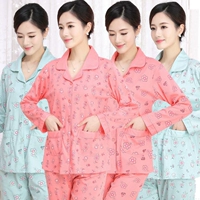 Mùa xuân và mùa thu và mùa đông các bà mẹ trung niên đồ ngủ nữ cotton dài tay trung niên ông già dịch vụ nhà mùa hè mỏng phần mẹ chồng đồ pijama nữ