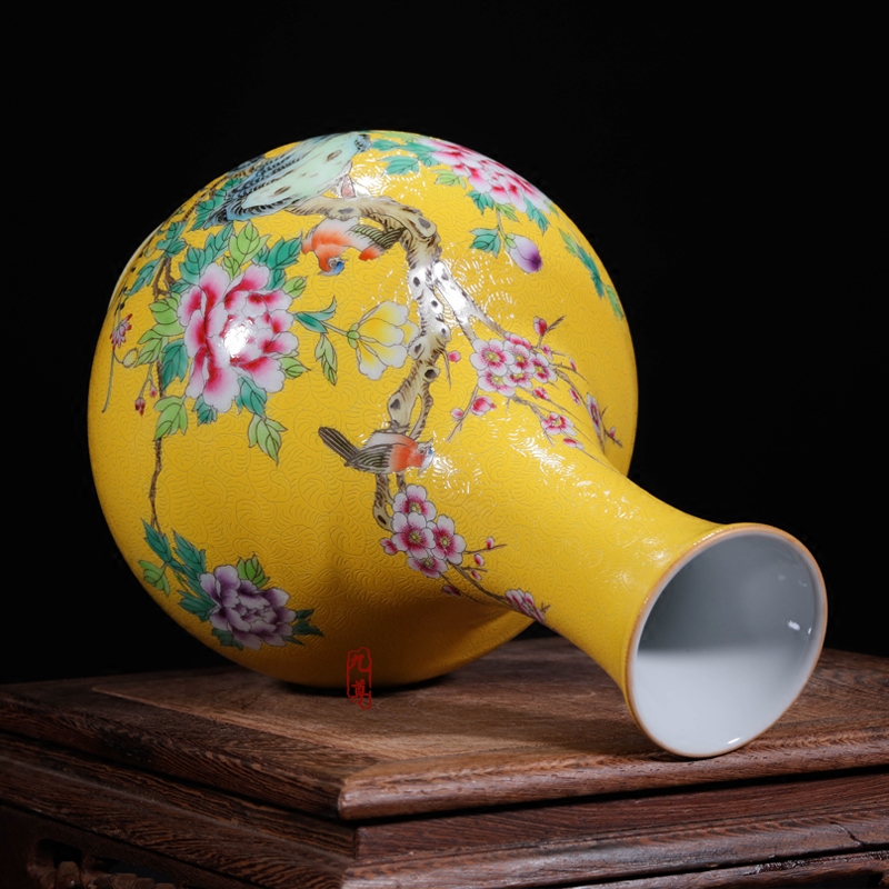 Furnishing articles jingdezhen enamel pastel colored antique hand - made floret bottle mini ceramics Chinese style decoration