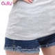 Áo len cổ lọ Qi 芮 sling nữ mùa xuân và hè ngắn mặc cotton mỏng giảm béo cotton bó sát