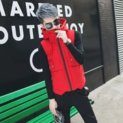 Mùa thu đông mới áo vest cotton cổ cao trùm đầu nam phiên bản Hàn Quốc của áo ba lỗ thời trang cotton trẻ trung